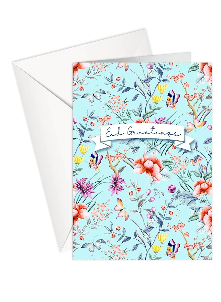 Share the Love Eid - EID MUBARAK - FLORAL - LITE BLUE - Greeting Card