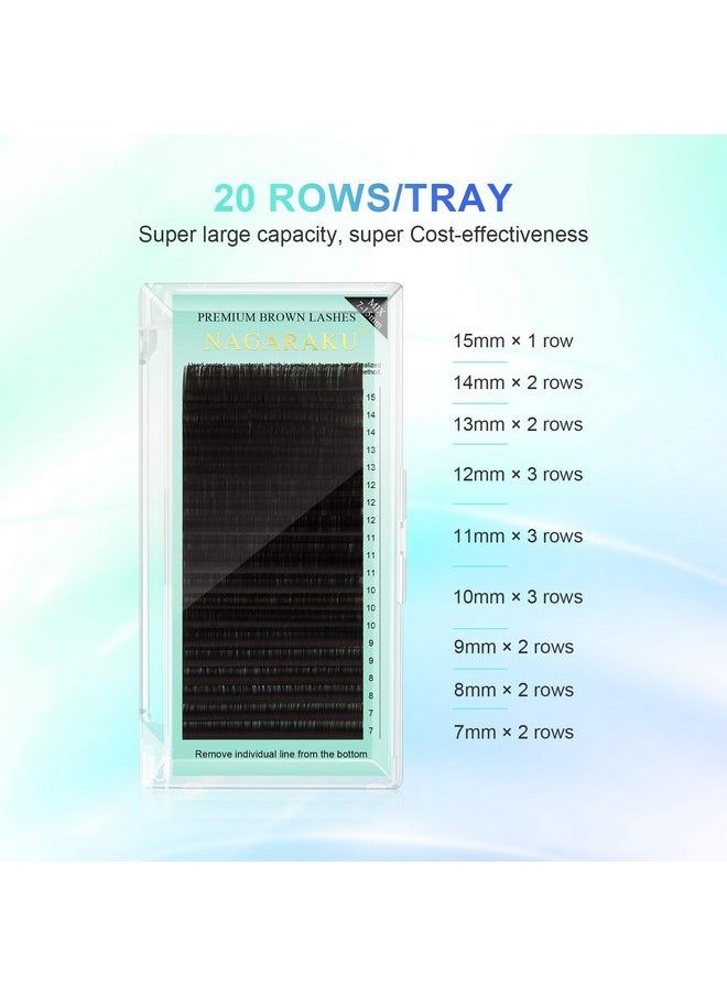 NAGARAKU Eyelash Extensions Dark Brown Color 0.07Mm C Curl 7-15Mm Mix Tray Individual Lashes Classic Faux Mink Volume 20 Rows Soft Light  - Image 2