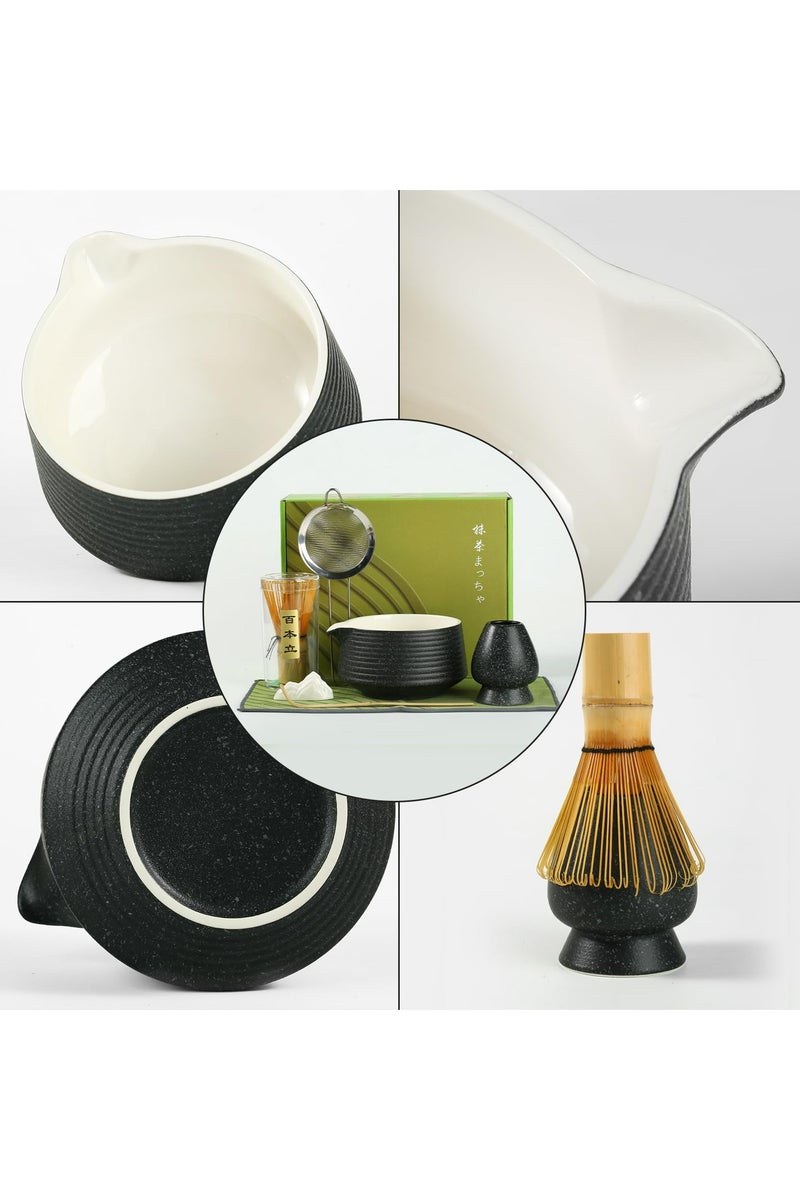 Dominy Matcha Whisk Set, Ceramic Matcha Set with Spout, Matcha Bowl Kit with Sifter, Whisk and Holder, Bamboo Scoop, Scoop Rest, Tea Towel, 7 Pcs Matcha Kit Set for Making Breakfast/Latte for Matcha Lovers - Image 5