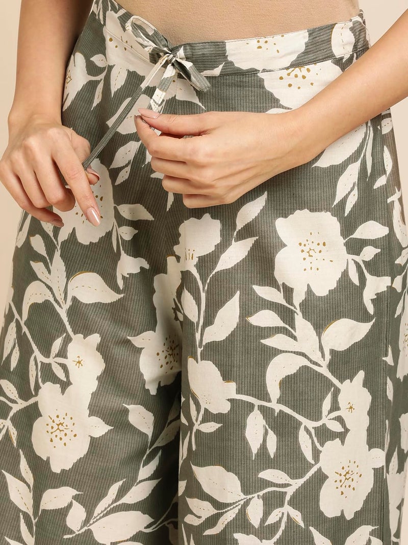 RATAN Women's Cotton Printed Loose Fit Flared Wide Leg Mid Rise Palazzo Pants (CFP-Brown-XX-Large) - Image 4