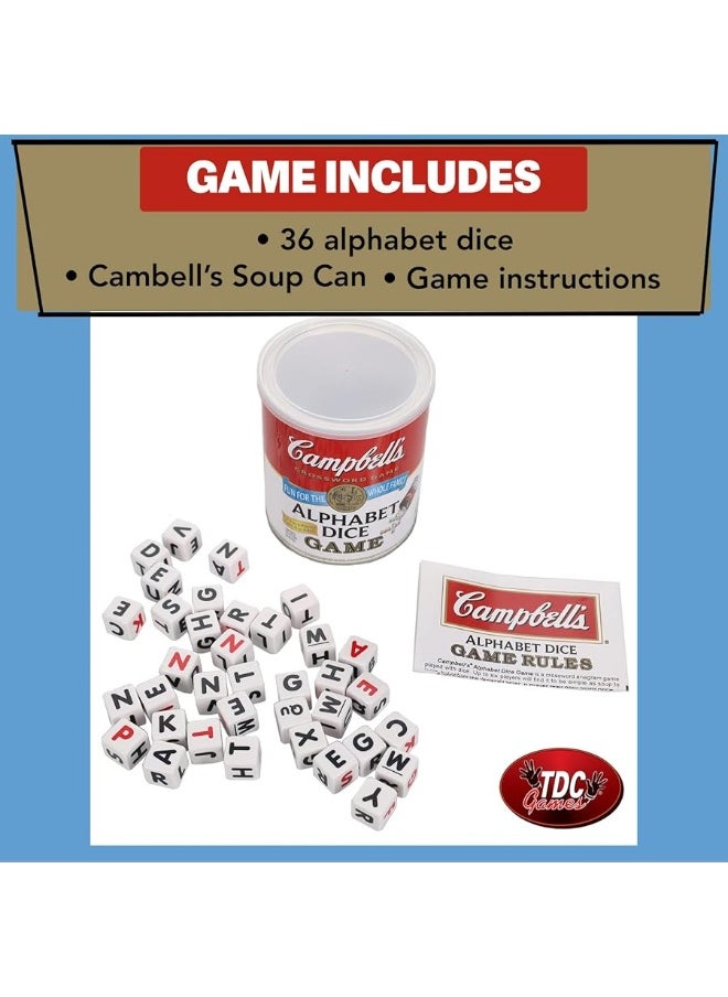 TDC Games - TDC Games Campbell's Alphabet Dice Game, Great for Party Favors, Travel Games, Family Games, Camping Games, Games for Family Game Night, Yard Games for Adults and Family - Image 1
