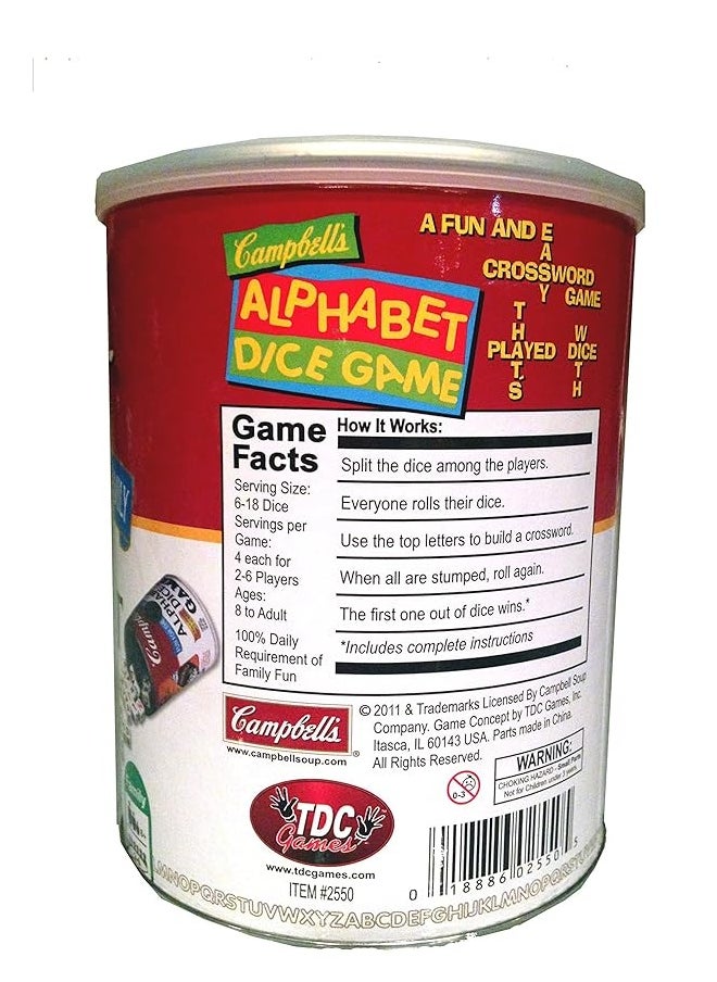 TDC Games - TDC Games Campbell's Alphabet Dice Game, Great for Party Favors, Travel Games, Family Games, Camping Games, Games for Family Game Night, Yard Games for Adults and Family - Image 1