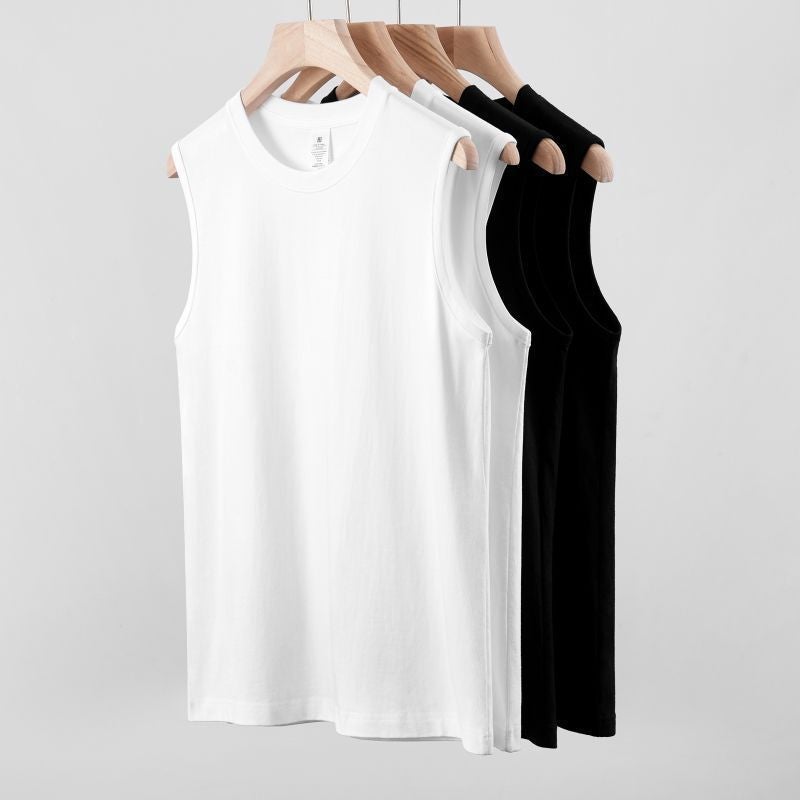 Heavyweight Pure Cotton Sleeveless T-Shirt Men'S Undershirt Solid Color Tank Top 2025 American Style Trendy Sports Sweatshirt Running Fitness - Image 4