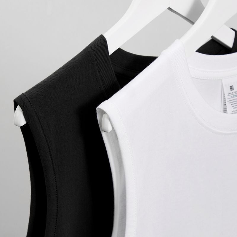 Heavyweight Pure Cotton Sleeveless T-Shirt Men'S Undershirt Solid Color Tank Top 2025 American Style Trendy Sports Sweatshirt Running Fitness - Image 5