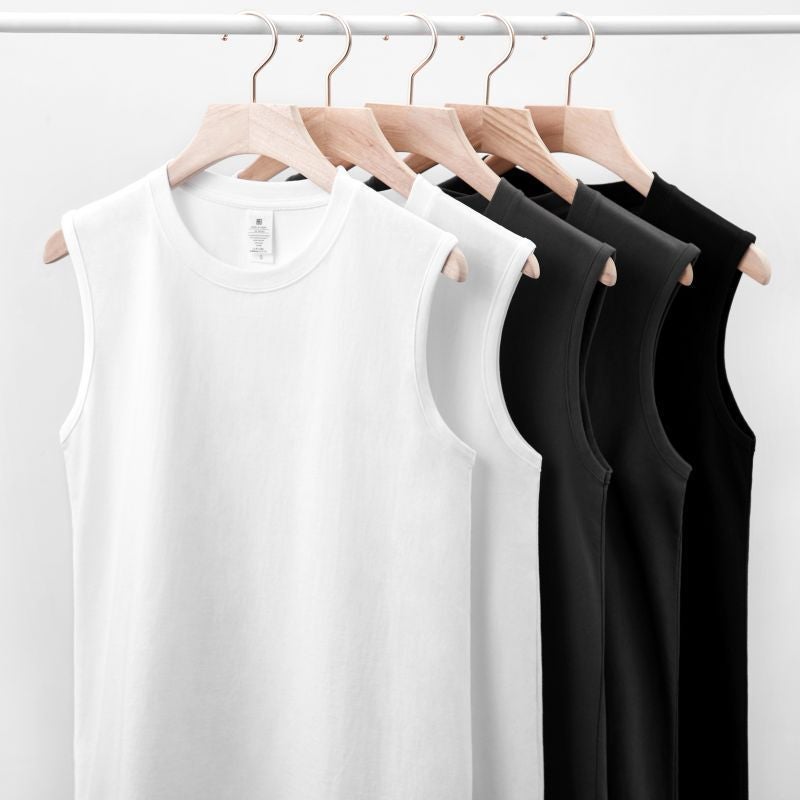 Heavyweight Pure Cotton Sleeveless T-Shirt Men'S Undershirt Solid Color Tank Top 2025 American Style Trendy Sports Sweatshirt Running Fitness - Image 2