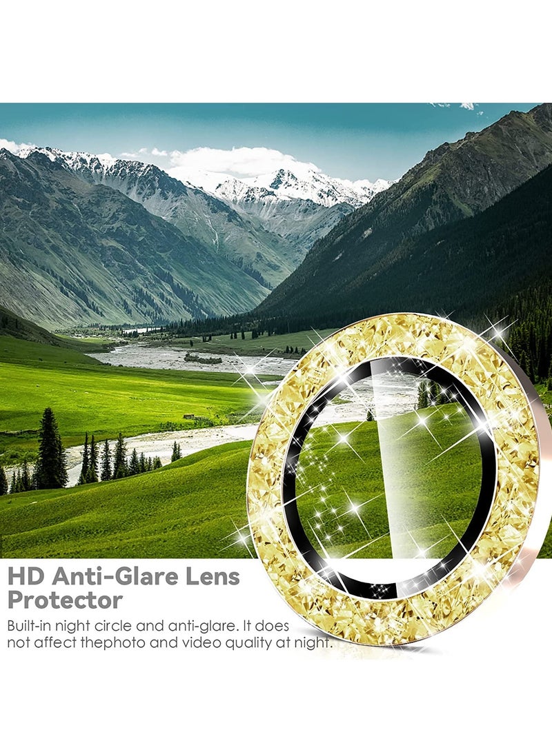 ELTRAZONE Samsung Galaxy S23 Ultra Camera Lens Protector, 9H Tempered Glass + Aluminum Alloy Metal Individual Lens Screen Ring for S23 Ultra 6.8in 5G 2023 - Glitter Gold - Image 5