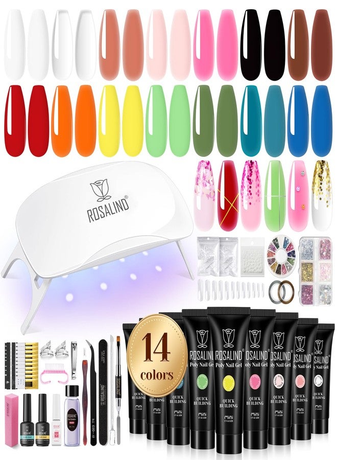 ROSALIND Poly Nail Gel Colors Kit -14 Colors +72 Nail Art Accessories kit Poly Nails Gel Kit Starter Kit with Mini UV Lamp Slip Solution Poly Nail Art Tools for Beginners with Everything - Image 1