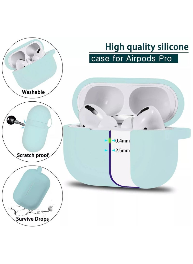 Silicone Shockproof Protective Case Cover for AirPods Pro Turquoise, Shock Resistant with Durable Anti-Lost Carabiner to Securely Attach AirPods to Handbags, Suitcases, Pants Turquoise Key Chain - Image 3