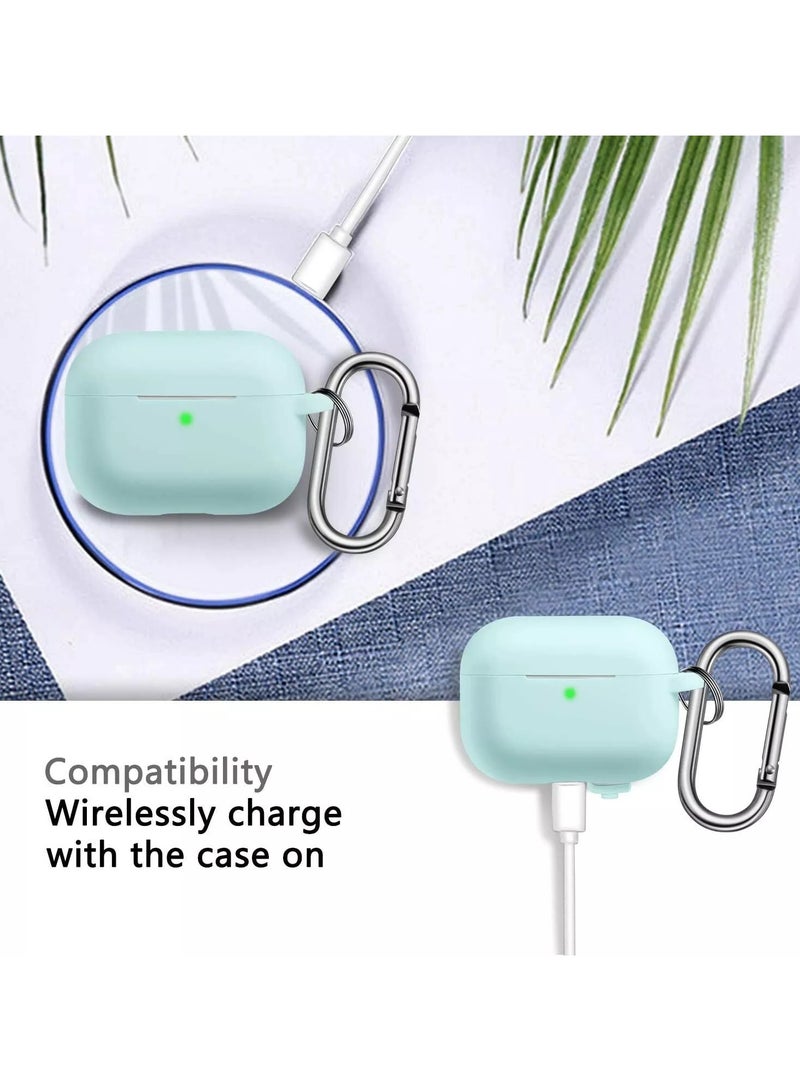 Silicone Shockproof Protective Case Cover for AirPods Pro Turquoise, Shock Resistant with Durable Anti-Lost Carabiner to Securely Attach AirPods to Handbags, Suitcases, Pants Turquoise Key Chain - Image 5
