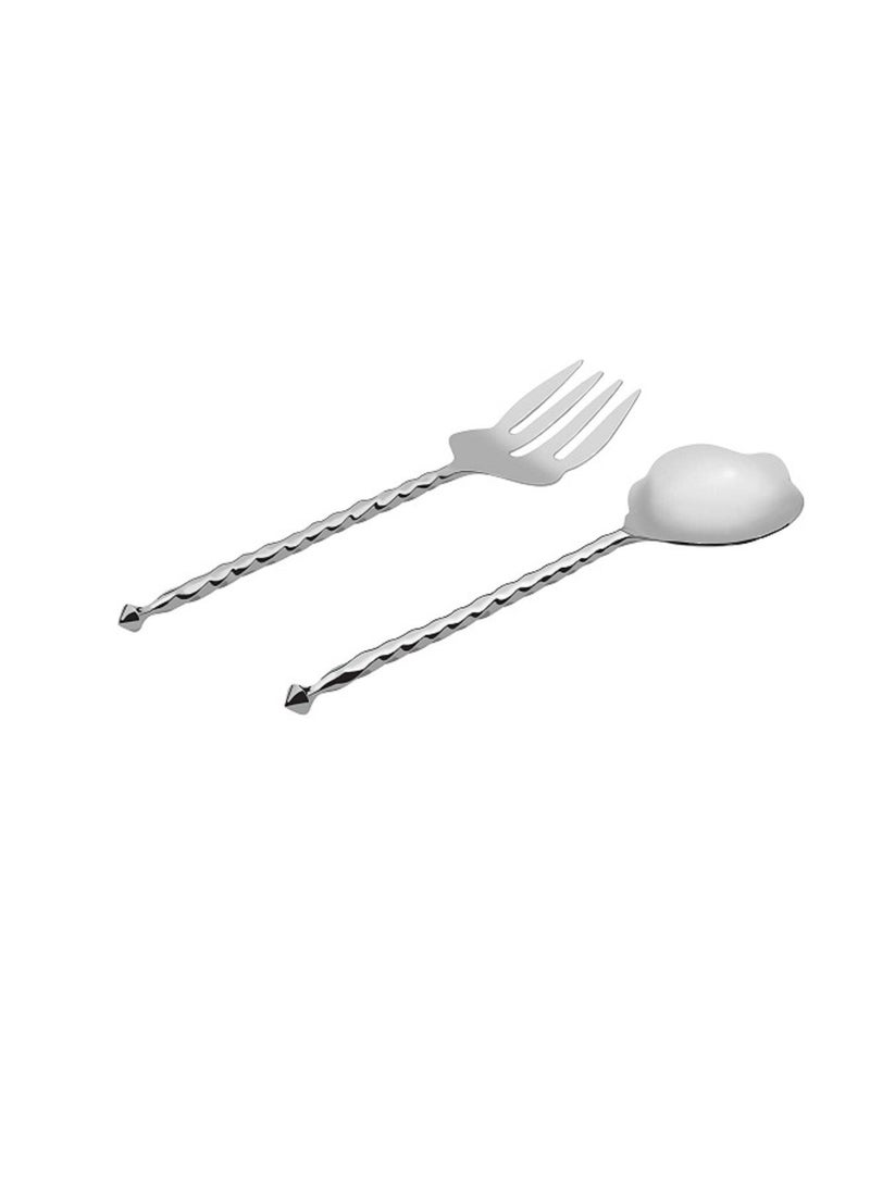 Sage Koncpt Sage Koncpt Premium Stainless Steel Twisted Design Salad Server Set Set of 2 Pieces Best Kitchen Serving Tools for Serving Salad Appetizers and Toppings etc  - Image 2