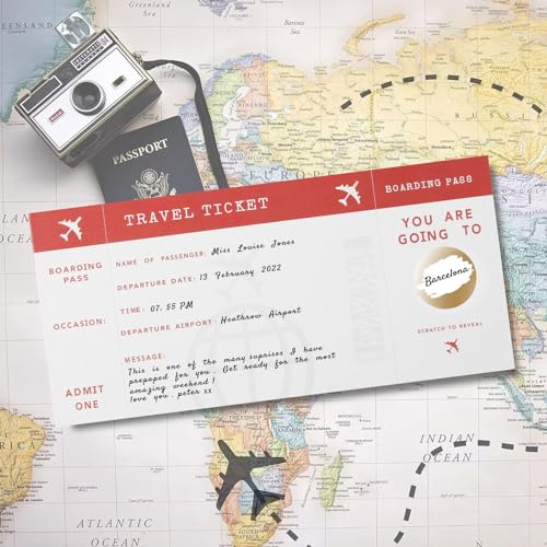 CJ&M Personalised AEROPLANE Scratch Boarding Pass, Surprise Holiday, Vacation, Birthday gift, Faux fake boarding pass, Surprise travel reveal - Image 5