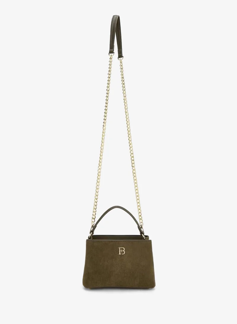 Flora Bella By Shoexpress OLIVE Suede Crossbody Bag With Chain Strap for Women | Best Price UAE