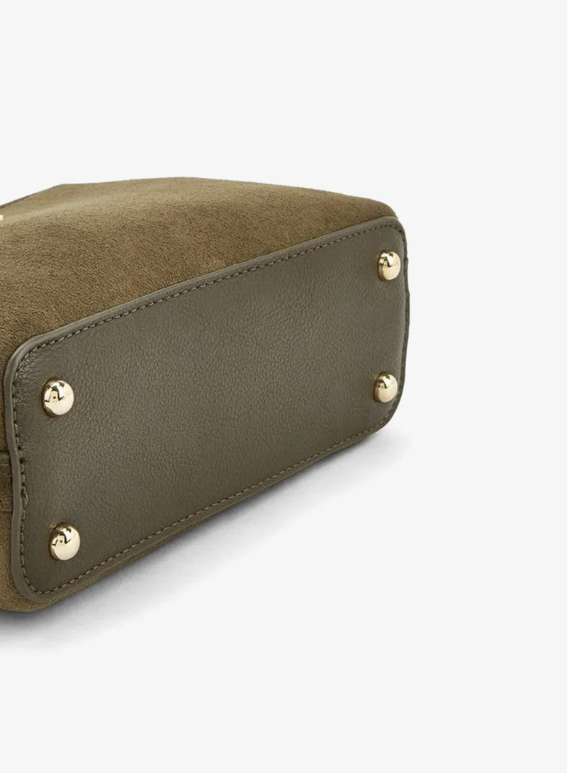Flora Bella By Shoexpress OLIVE Suede Crossbody Bag With Chain Strap for Women | Best Price UAE