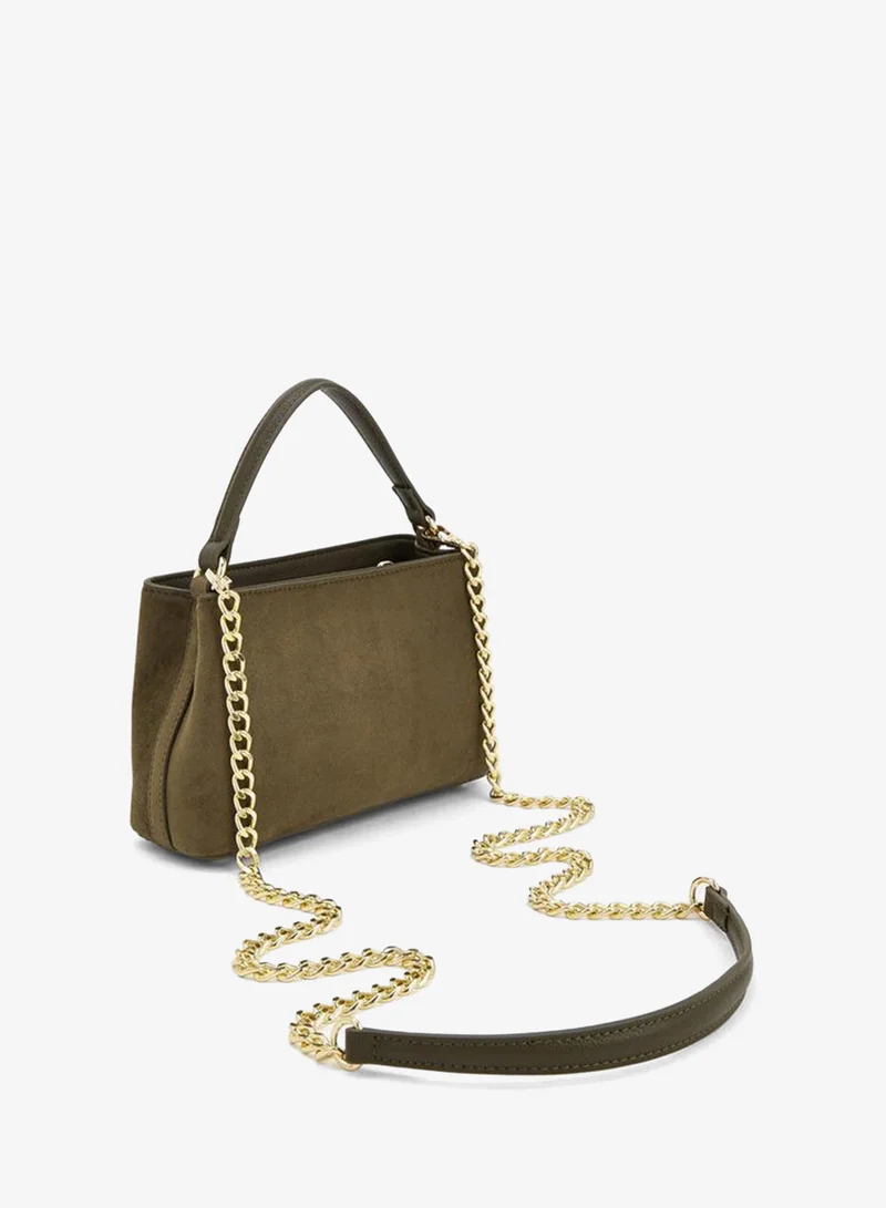 Flora Bella By Shoexpress OLIVE Suede Crossbody Bag With Chain Strap for Women | Best Price UAE
