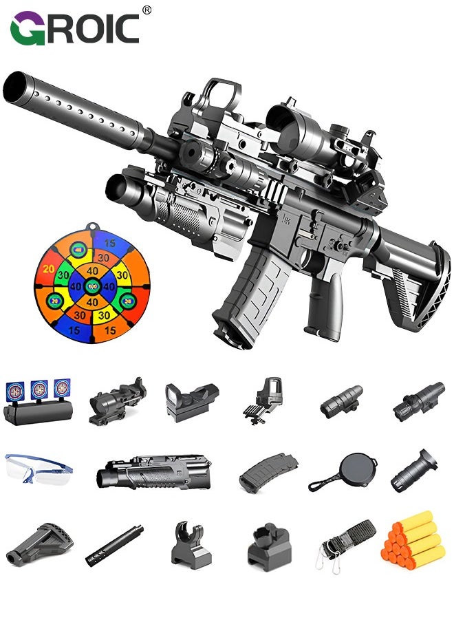 GROIC Soft Bullets Gun,Toy Gun Light and Soft Bullets Education Toy,Blaster Gun M416,Double Mirror Effect Toy Guns,DIY Toy with Rich Accessories ,Shooting Games Toys for Kids, Kids Holiday Birthday Gifts  - Image 1