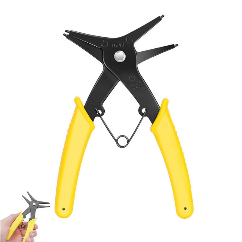MECRAAF 2 in 1 Multifunction Snap Ring Pliers Circlip Pliers External Internal Retaining Ring Spring Installation Removing Reassembling Dualpurpose Retaining Ring Plier Straight Lock Ring Pliers - Image 1
