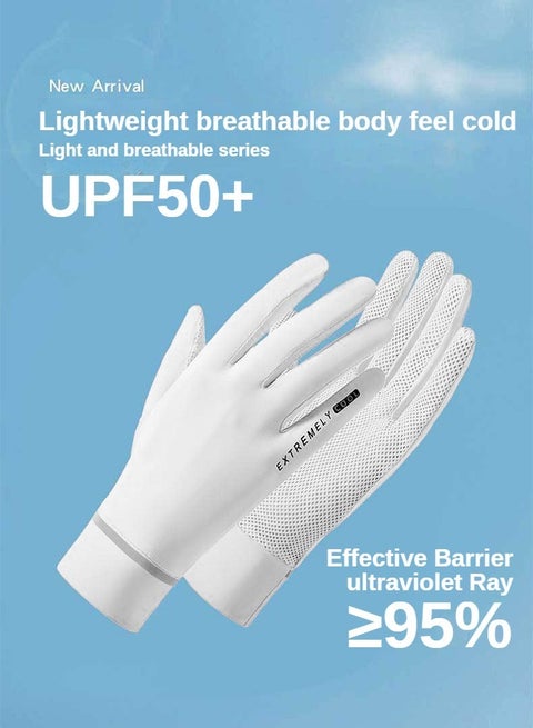 1-Pair UV Protection Summer Sunscreen Gloves White