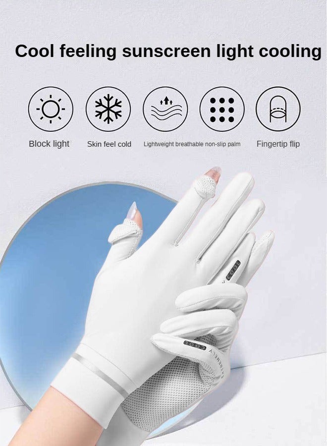 هايدو زوج واحد من قفازات القيادة النسائية للحماية من الأشعة فوق البنفسجية أبيض - Image 2
