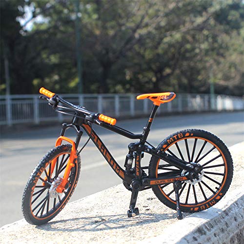 Ailejia Alloy Mountain MTB Bicycle Ornament Model Bike Cake Topper Racing DH Bike Mountain Finger Bicycle Toy Mini XC Bicycle Vehicles Party Decorations Crafts for Home (Black Orange) - Image 3