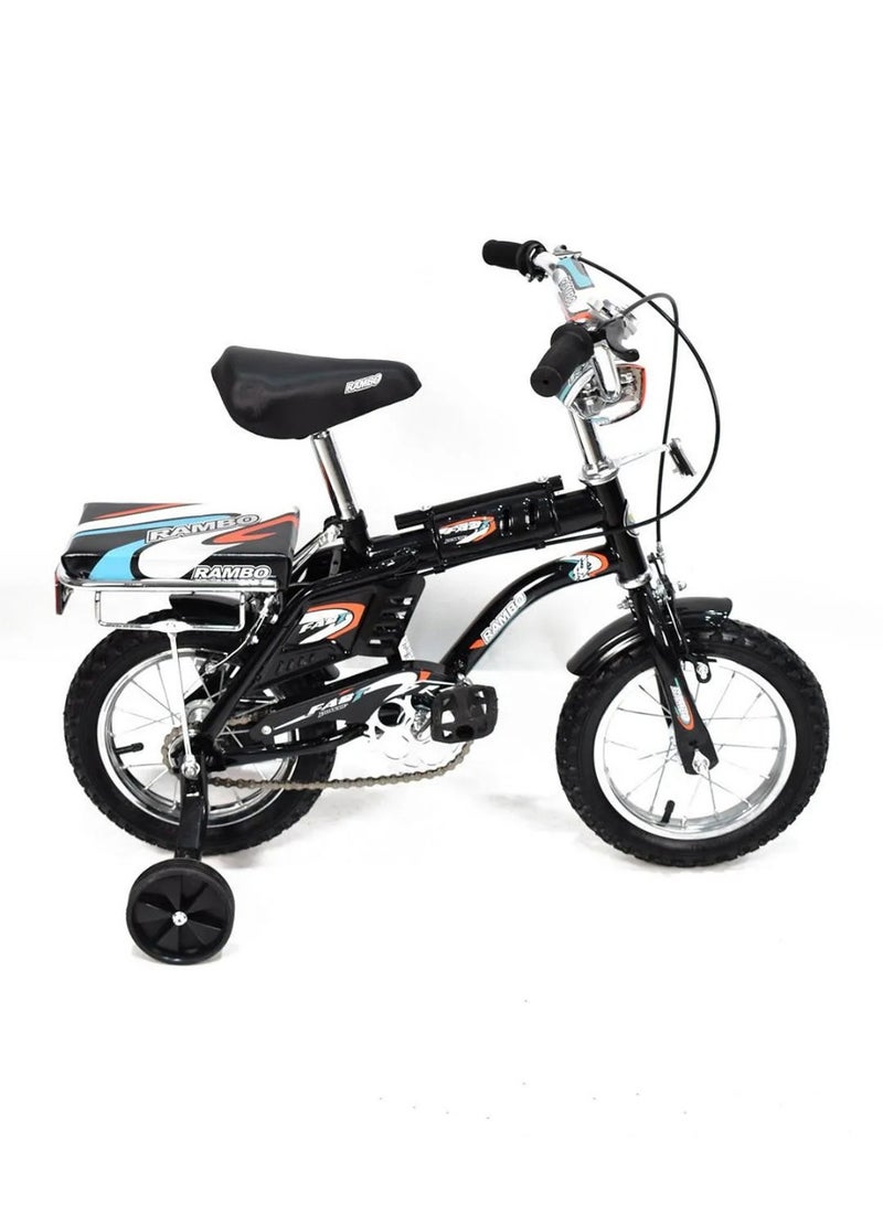 Rambo Freestyle Kids Bike with Two Trainig Wheels, Adjustable Seat, Handbrake, 12-Inch Size, For Kids Ages 3-6 Years Old, Gift For Kids. - Image 1