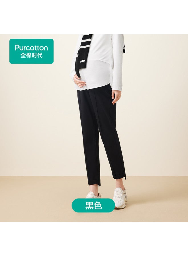 purcotton Autumn And Winter Maternity Knit Ankle Pants With Elastic Waist, Straight Leg Style For A Polished And Commute-Ready Look - Image 2