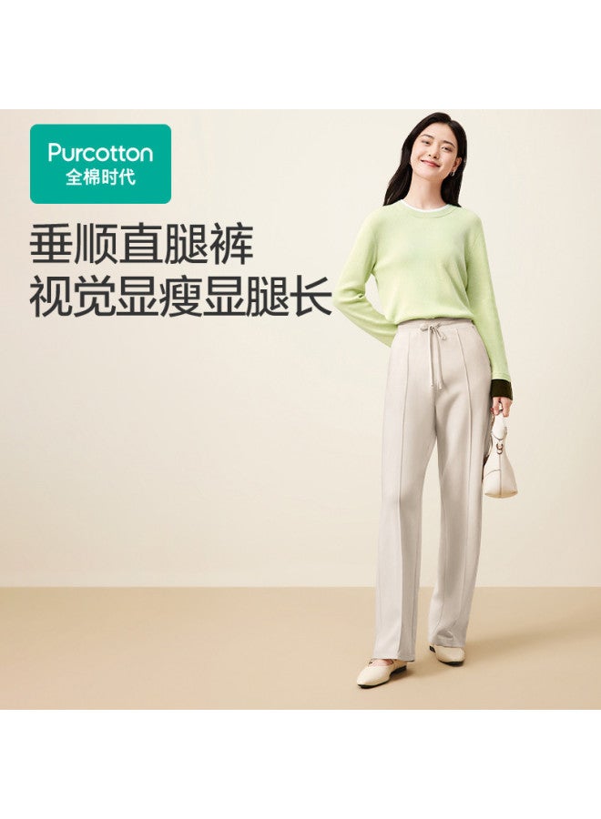 purcotton Autumn And Winter Maternity Knit Ankle Pants With Elastic Waist, Straight Leg Style For A Polished And Commute-Ready Look - Image 3