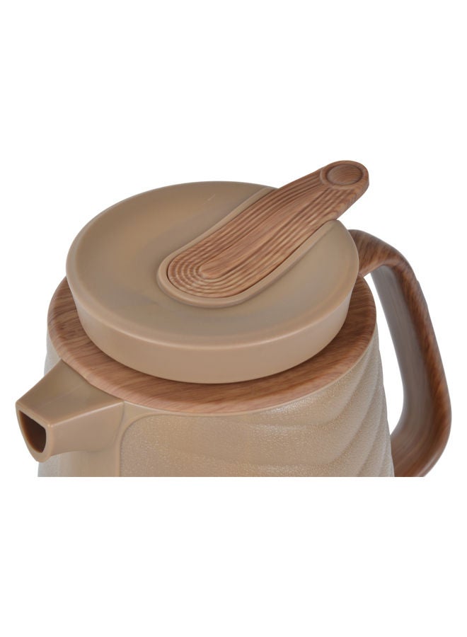 REEM Plastic Tea/Coffee Flask With Wooden Handle 1 Liter Brown - Image 2