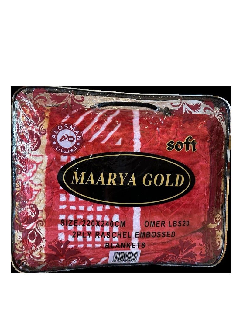 MAARYA GOLD 2 PLY SUPER SOFT EMBOSSED BLANKET - Image 1