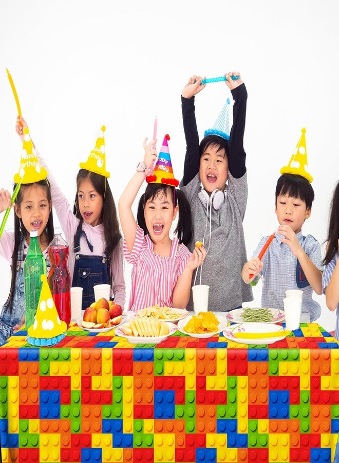 Bezkega 3pcs Building Block Tablecloths, Birthday Party Supplies Waterproof Plastic Colorful Blocks Bricks Table Cover for Building Block Party Decoration - Image 5