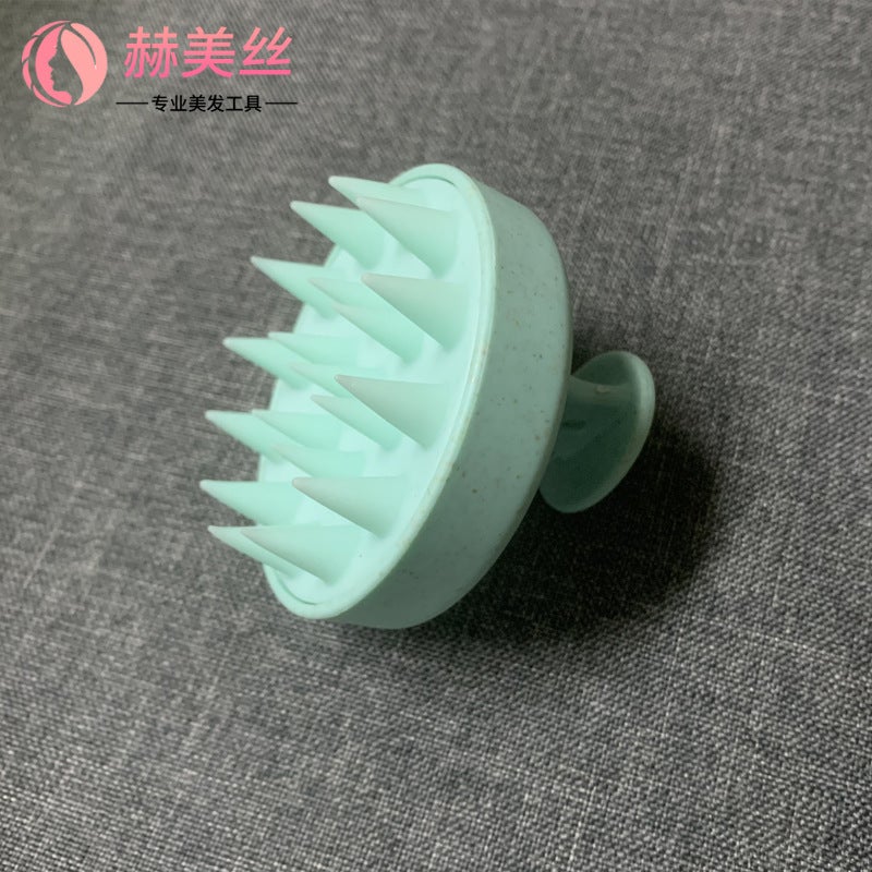 إسكدنيا Factory spot massage shampoo brush artifact silicone shampoo brush scalp cleaning soft bath comb hairdressing tools matte straw green matte straw green