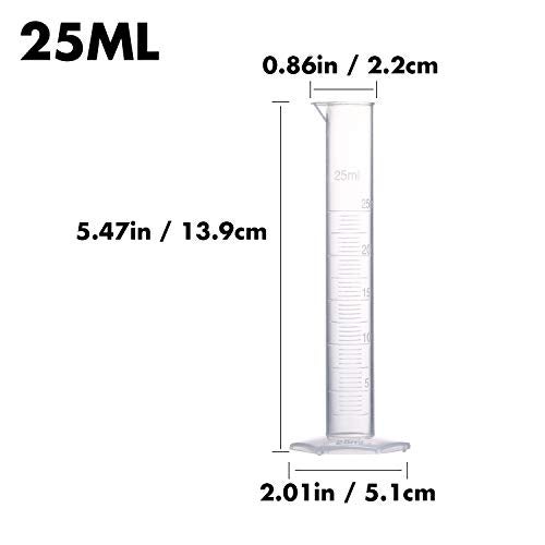 Young4us Measuring Cylinder Set, 4 Sizes Graduated Polypropylene Lab Test Tubes in 100 ml, 50 ml, 25 ml, 10 ml for Laboratory, & Science Experiments with 4 Plastic Droppers in 3 ml - Image 4