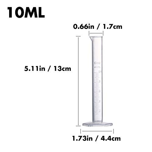 Young4us Measuring Cylinder Set, 4 Sizes Graduated Polypropylene Lab Test Tubes in 100 ml, 50 ml, 25 ml, 10 ml for Laboratory, & Science Experiments with 4 Plastic Droppers in 3 ml - Image 5