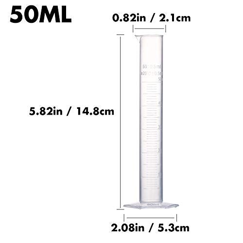Young4us Measuring Cylinder Set, 4 Sizes Graduated Polypropylene Lab Test Tubes in 100 ml, 50 ml, 25 ml, 10 ml for Laboratory, & Science Experiments with 4 Plastic Droppers in 3 ml - Image 3