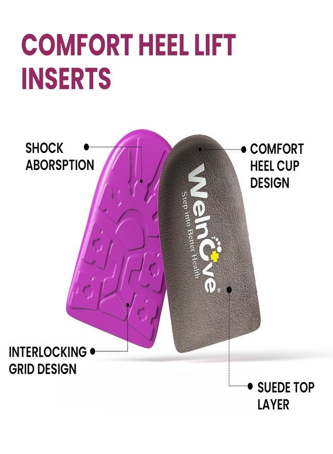Welnove Heel Lift Inserts for Shock Absorption - Welnove 1/2 Inch Heel Cups for Plantar Fasciitis, Height Increase, Support, Non Slip,Pain Relief - Comfort Heel Cushion Pads Insoles (Size M, 1 Pair) - Image 2