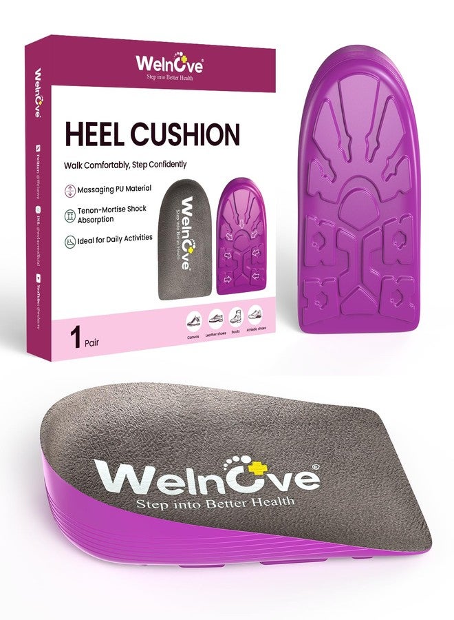 Welnove Heel Lift Inserts for Shock Absorption - Welnove 1/2 Inch Heel Cups for Plantar Fasciitis, Height Increase, Support, Non Slip,Pain Relief - Comfort Heel Cushion Pads Insoles (Size M, 1 Pair) - Image 1