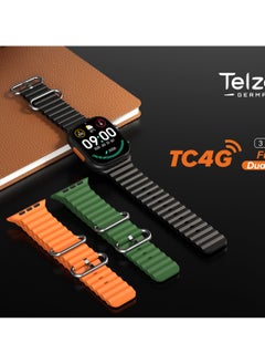 Telzeal Telzeal TC4G 2.2 Inch Full Screen Display Smart Watch With Dual Camera and Sim Card Support With 3 Pair Straps and Wireless Charger For Ladies and Gents Black  - Image 3