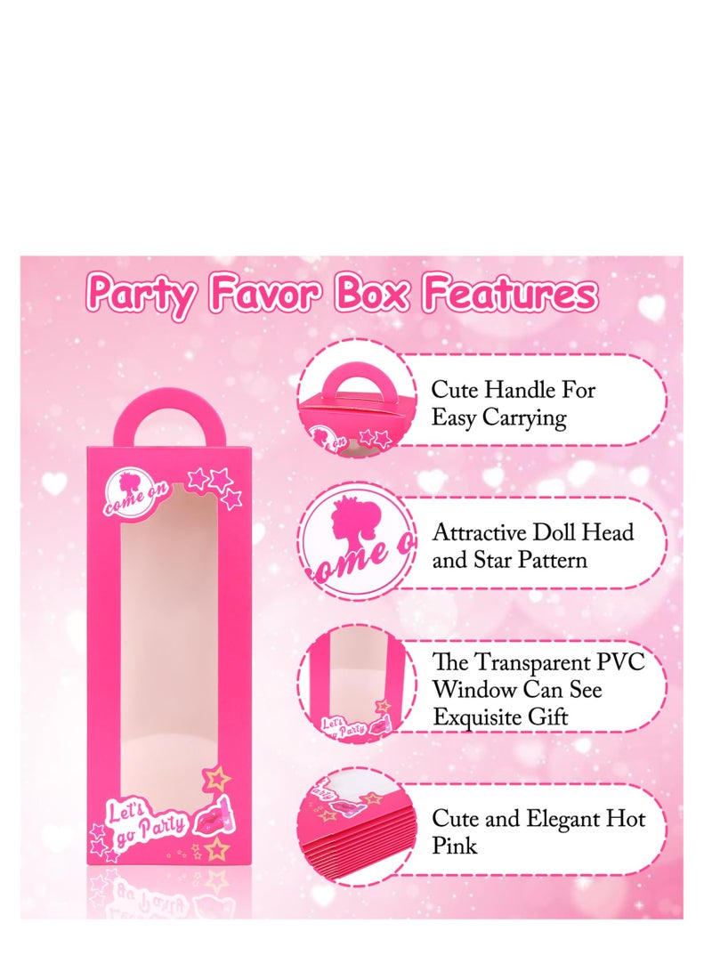16 Pcs Hot Pink Doll Boxes for Party Favors, Gift Box for Wrapping Treat Candy Sweet Princess Theme Birthday Party Goodie Bags, Empty Christmas Boxes Decorations Supplies for Cute Girls Women - Image 3