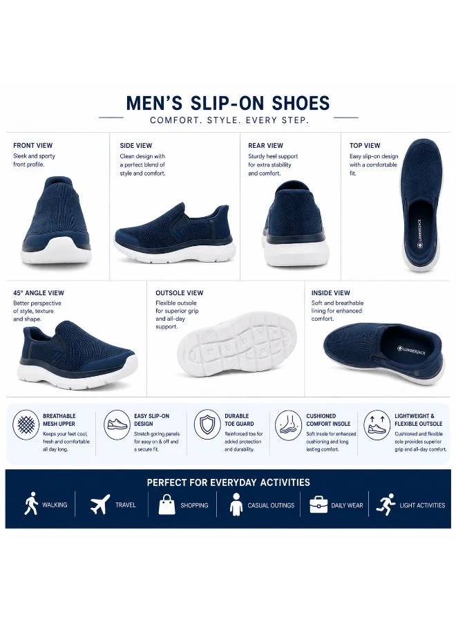 Lumberjack blue Lumberjack Carlo Blue Men’s Slip-On Shoes – Lightweight Breathable Casual Walking Sneakers for Men | Best Price UAE