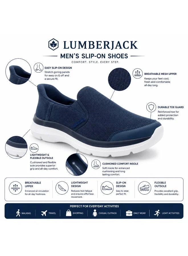 Lumberjack blue Lumberjack Carlo Blue Men’s Slip-On Shoes – Lightweight Breathable Casual Walking Sneakers for Men | Best Price UAE