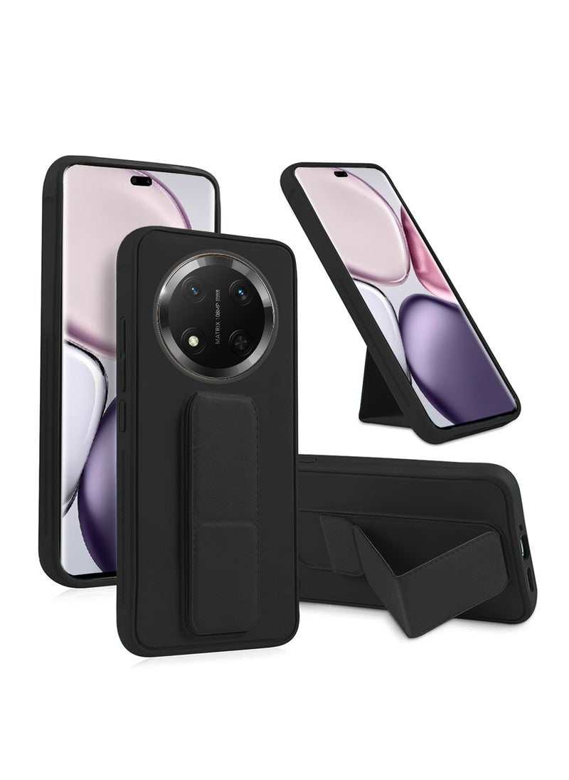 Wtech Honor X9c 5G 2024 / Honor Magic7 Lite 5G 2025 Hand Grip Foldable Magnetic Kickstand Wrist Strap Finger Grip with Built-in Iron Case Cover - Black  - Image 1