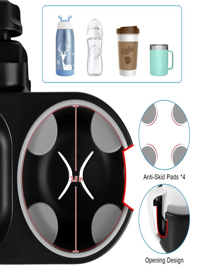 Accmor Stroller Cup Holder with Tray, Universal Cup Holder, Bike Bottle Holder, 360° Rotatable Large Caliber Drinks Holder for Stroller, Bike, Wheelchair, Walker - Image 4