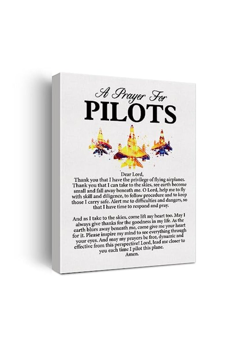 Hijie a Pilot's Prayer Quote Poster Canvas Wall Art for Office Home Decor - Pilot Gift Aviation Professionals Canvas Print Wall Art Painting Ready to Hang Gifts - Easel & Hanging Hook 12x15 Inch - Image 2