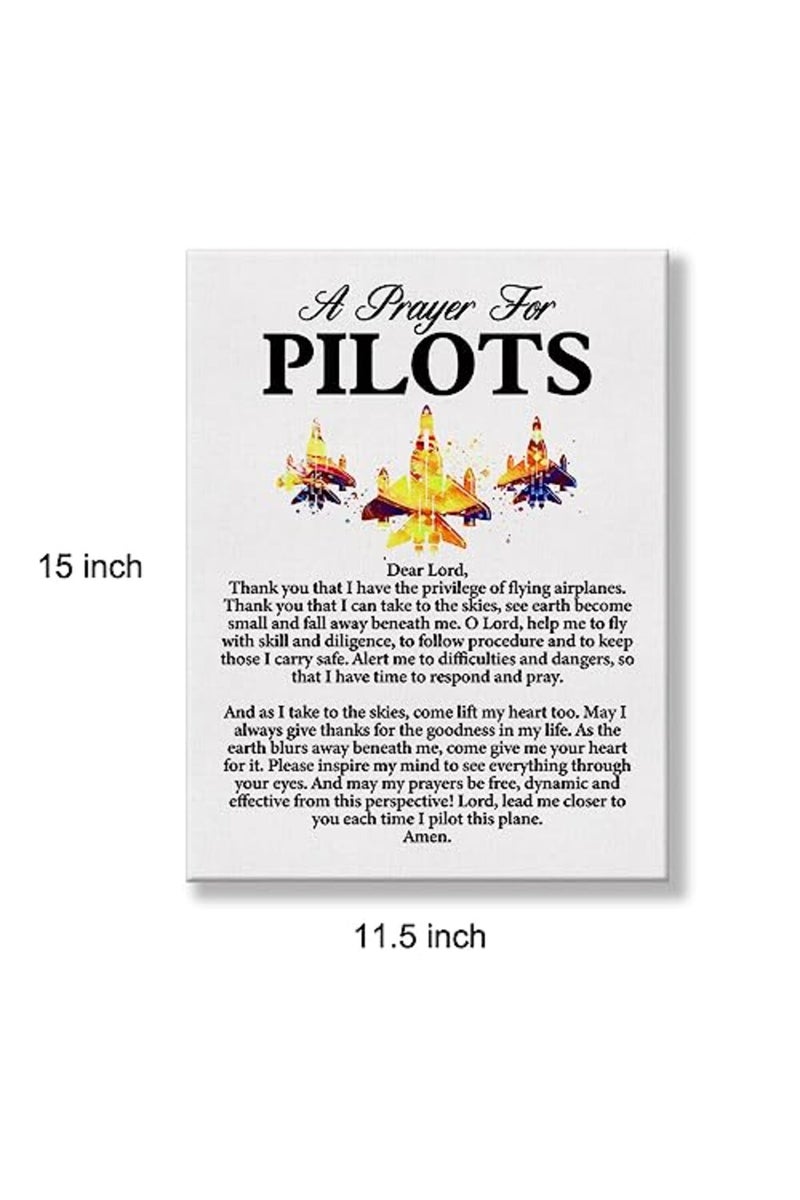 Hijie a Pilot's Prayer Quote Poster Canvas Wall Art for Office Home Decor - Pilot Gift Aviation Professionals Canvas Print Wall Art Painting Ready to Hang Gifts - Easel & Hanging Hook 12x15 Inch - Image 3