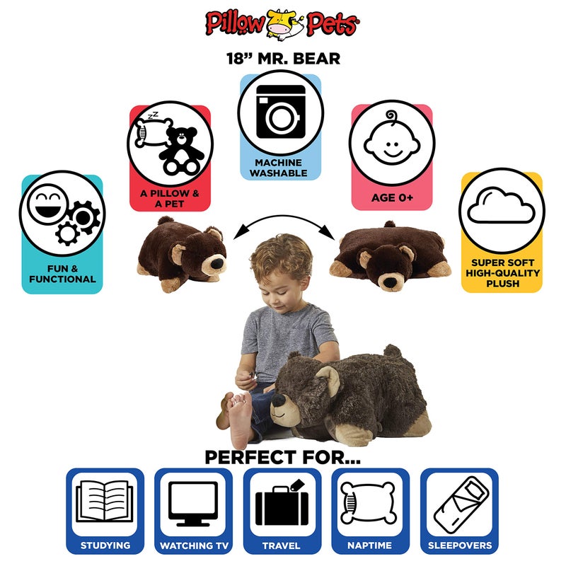 Pillow Pets Originals Mr Bear 18 Stuffed Animal Plush Toy - Image 3