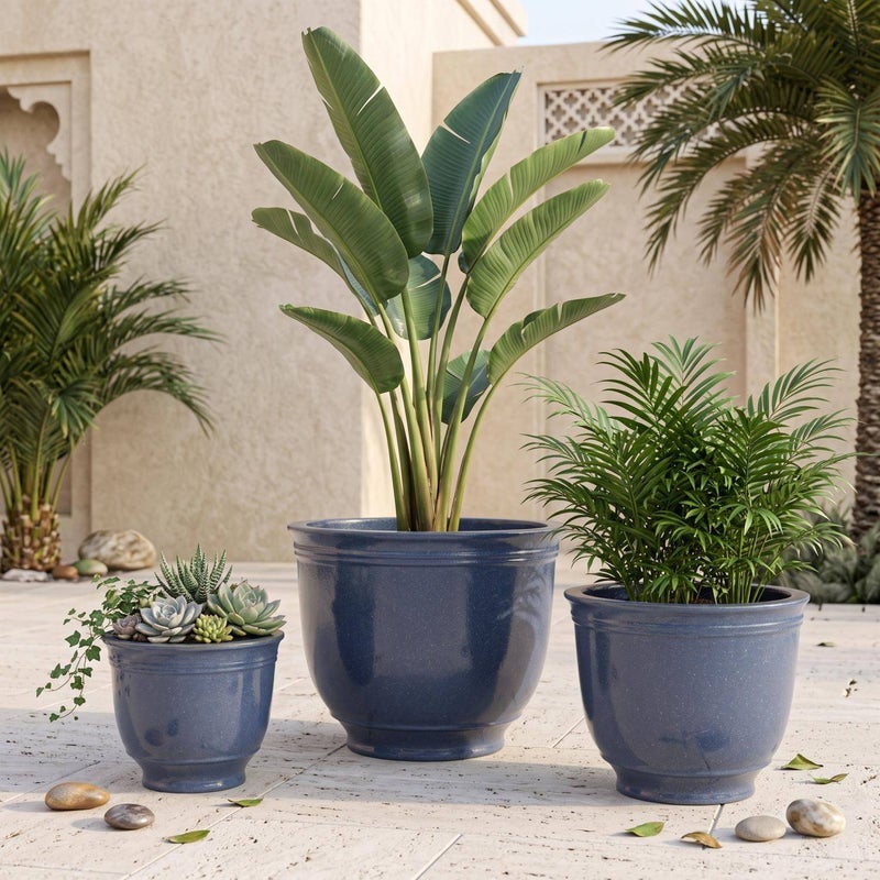 Pan Home Blue Terracotta Rolled Rim Planter for Succulents - 221MTV9900163 - Image 3