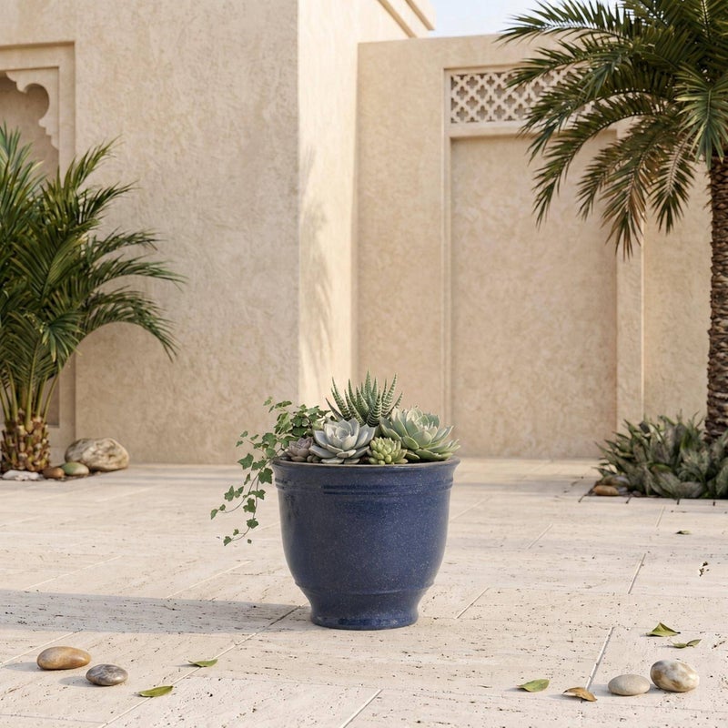Pan Home Blue Terracotta Rolled Rim Planter for Succulents - 221MTV9900163 - Image 1