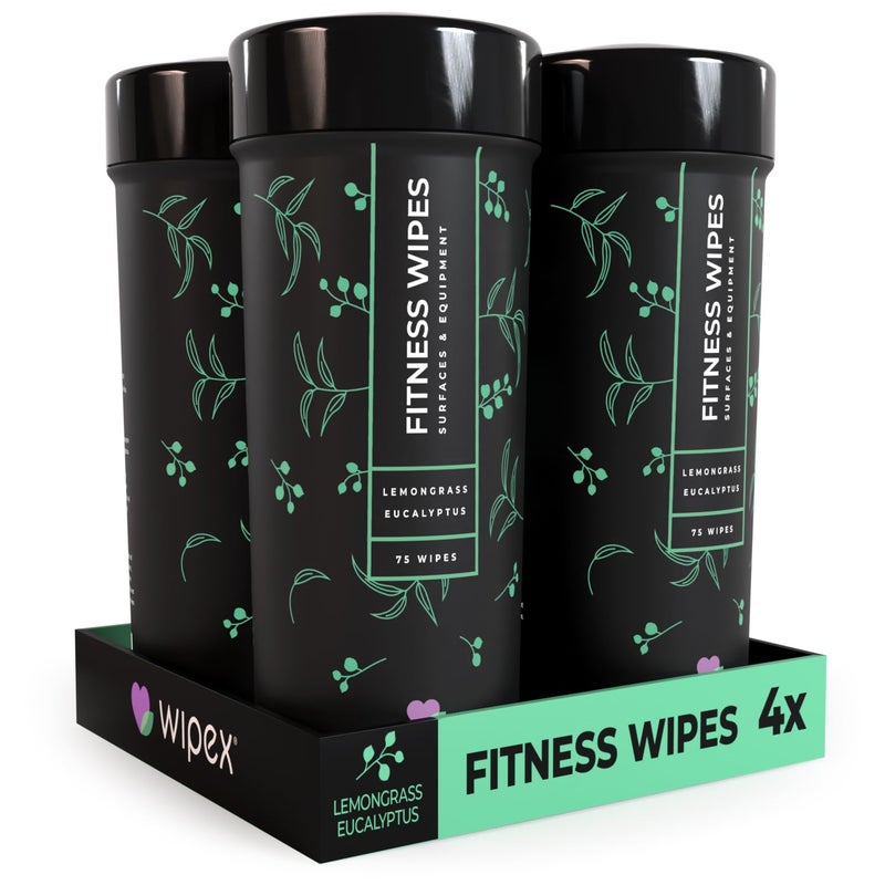 Wipex Natural Wipes for Fitness in Lemongrass Eucalyptus Gyms Yoga Peloton Cycles Treadmills and Home 75 Count Pack of 4 - Image 3