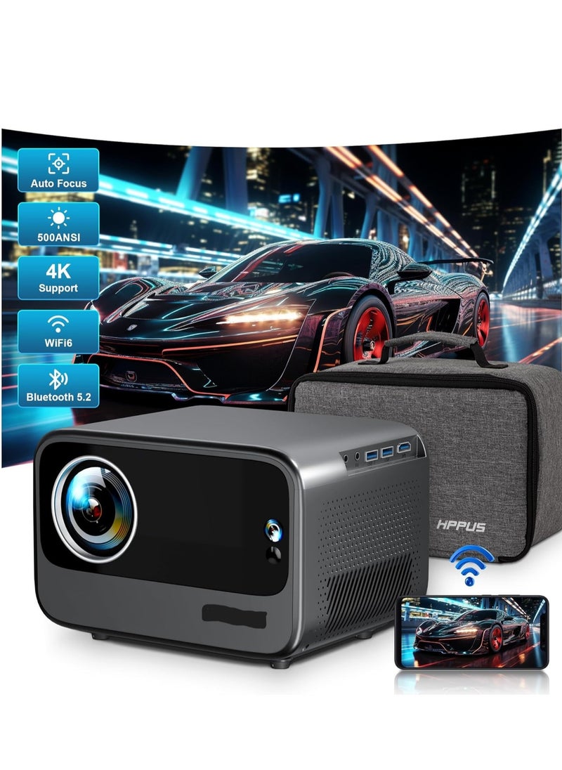 Generic - 4K Projector with Android OS 1080P Native 500 ANSI Lumens, Smart Projector with WiFi 6 & Bluetooth, Portable Outdoor Projector Built-in 8000+ Apps, 300 Inch Home Projector, 50% Zoom - Image 1