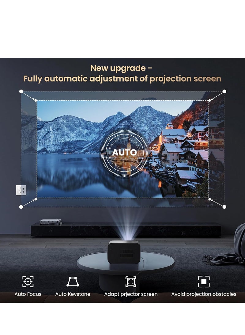 Generic - 4K Projector with Android OS 1080P Native 500 ANSI Lumens, Smart Projector with WiFi 6 & Bluetooth, Portable Outdoor Projector Built-in 8000+ Apps, 300 Inch Home Projector, 50% Zoom - Image 1