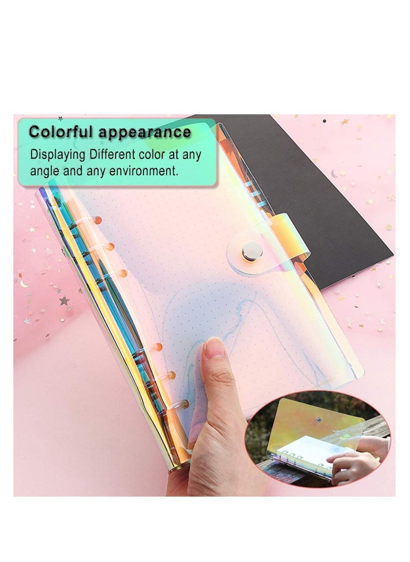 KASTWAVE - 2 PCS A5 Rainbow Soft PVC Notebook Binder, Refillable Paper PVC Binder, Loose Leaf Personal Planner Binder, Clear Soft PVC Notebook Cover - Image 1